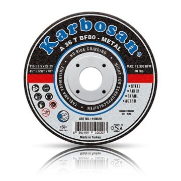 Karbosan 115x3.0x22.23 A36TBF80 Metal Kesme Diski Bombeli