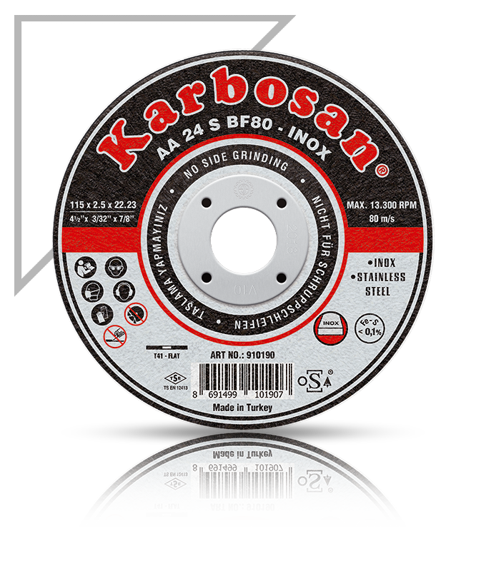 Karbosan 180x3.0x22.23 AA24SBF80 İnox Kesme Diski Bombeli