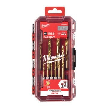 Milwaukee 10 Parça Red Hex Girişli HSS-G Tin Metal Matkap Ucu
