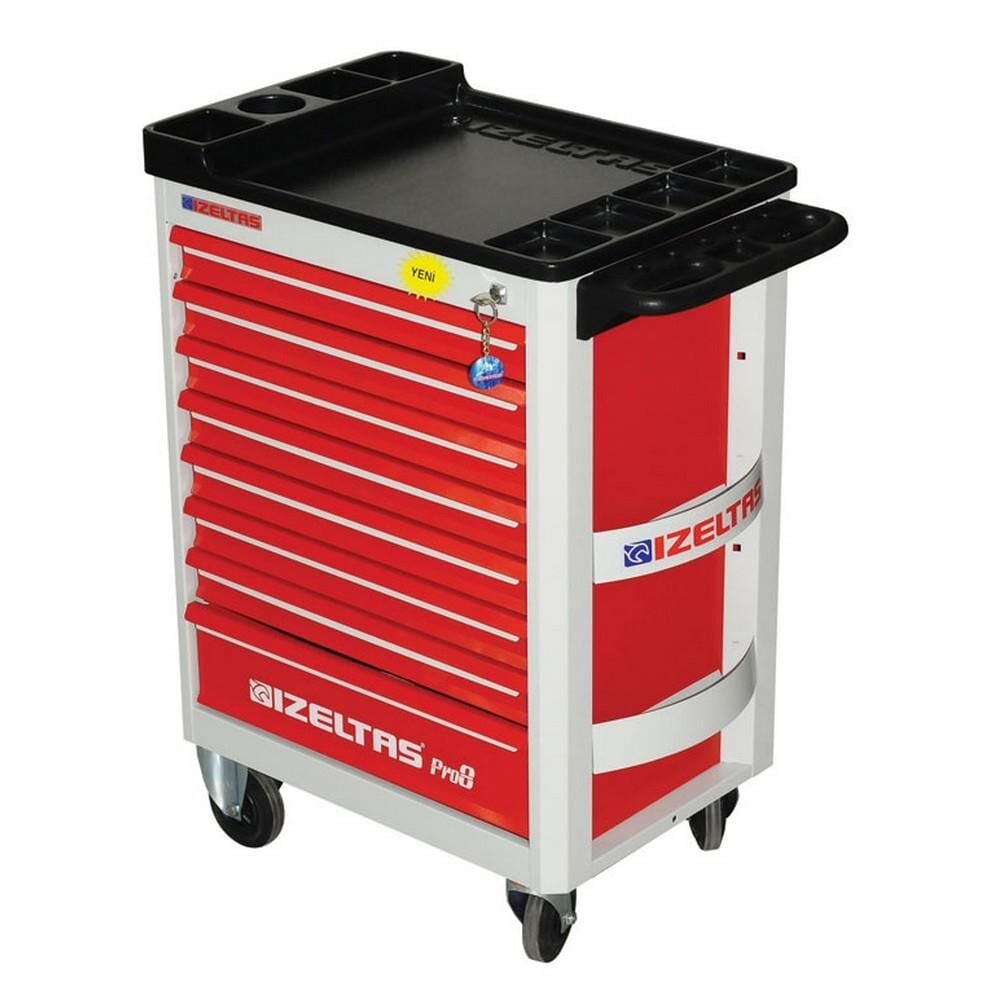İzeltaş Pro Serisi Takım Dolabı 8 Çekmeceli Kırmızı Boş