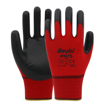 Beybi PN75 Polyester Örme Nitril Eldiven