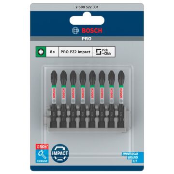 Bosch 8xPZ2 Impact Control Vidalama Ucu Paketi 8 Parça