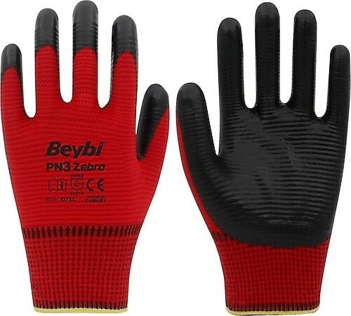 PN3 Zebra Polyester Astarlı Nitril Eldiven