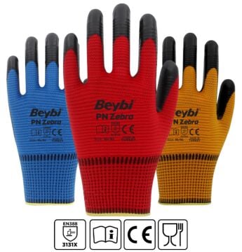 PN Zebra Polyester Örme Nitril Eldiven
