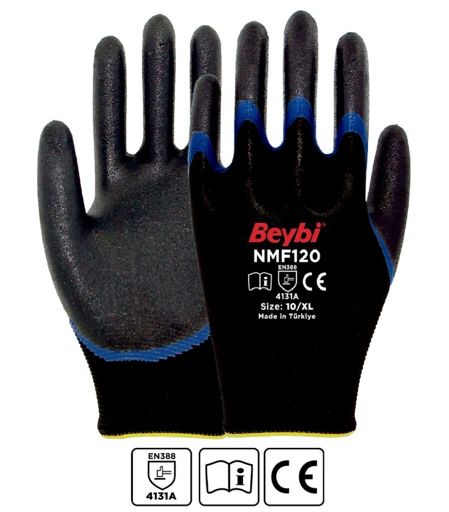 NMF120 Mikro Köpük Nitril Kaplı Polyester Örgü Eldiven