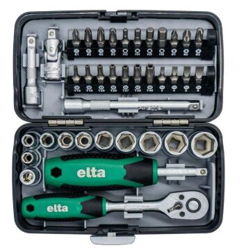 Elta 1/4'' Altıköşe Cırcırlı Lokma Anahtar ve Bits Uç Seti 38 Parça