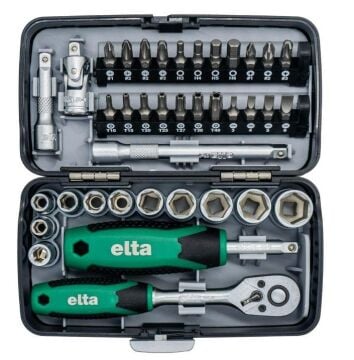 Elta 1/4'' Altıköşe Cırcırlı Lokma Anahtar ve Bits Uç Seti 38 Parça