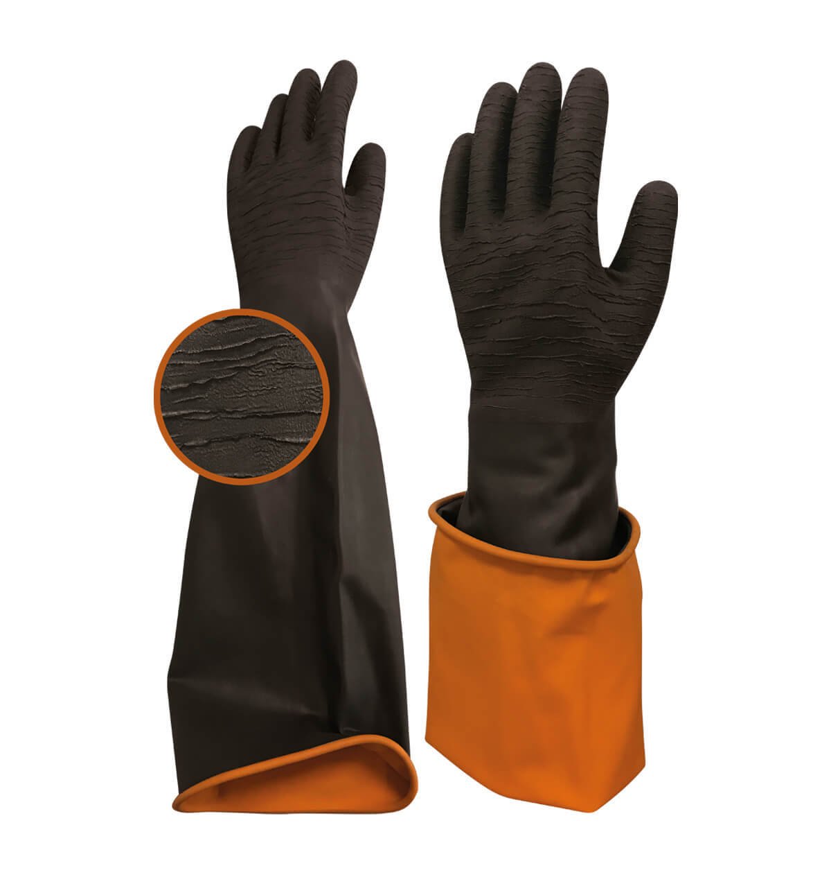 Beybi Korun Uzun Siyah Tırtıklı 60 Lateks Crinkle Eldiven