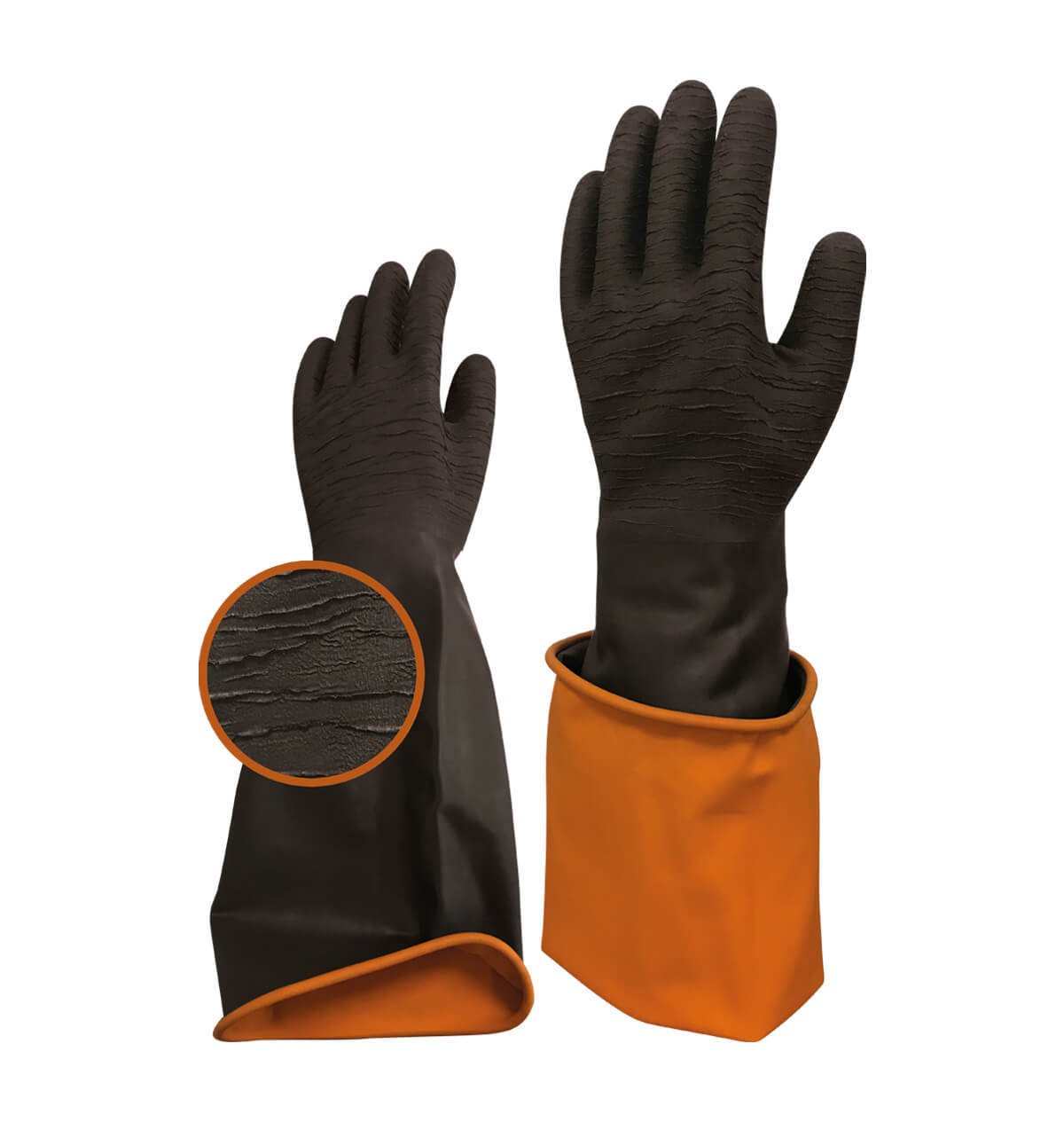 Beybi Korun Uzun Siyah Tırtıklı 45 Lateks Crinkle Eldiven