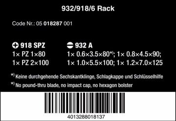 WERA 932/6 Tornavida Seti darbe uçlu 6 parçalı düz/PZ