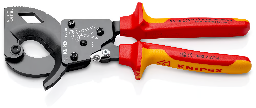 Knipex 9536250 Cırcır Mekanizmalı Kablo Makası