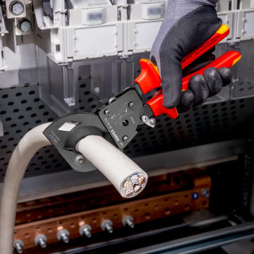 Knipex 9536250 Cırcır Mekanizmalı Kablo Makası